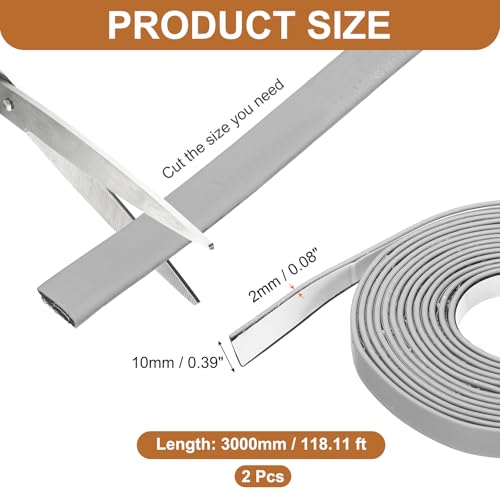 2PCS Smoke Fire Seal Strip 9.8Ft 10mm/0.39" Wx 2mm/0.08" T Grey - color: Gray, size: 9.8FT x 10mm / 0.39" W x 2mm / 0.08" T