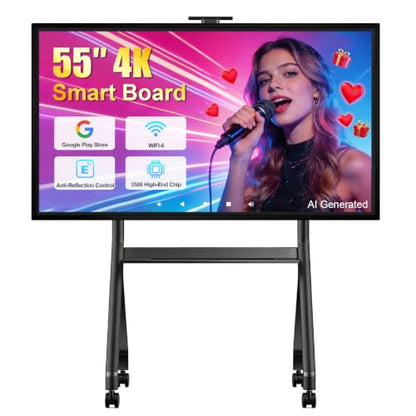 55" Smart Board, 4K UHD Electronic Interactive Board for Classroom
