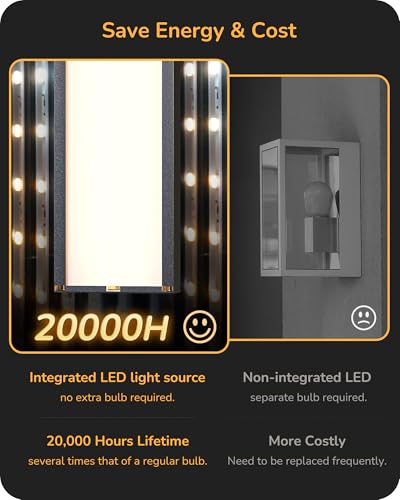 EDISHINE 47.2" LED Outdoor Wall Light, Modern Black Linear Wall Sconce - color: Black, size: 47.2 IN