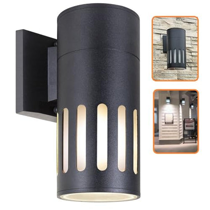 Outdoor Wall Sconce, Waterproof Exterior Lighting Fixture - color: Cylinder (Black B)