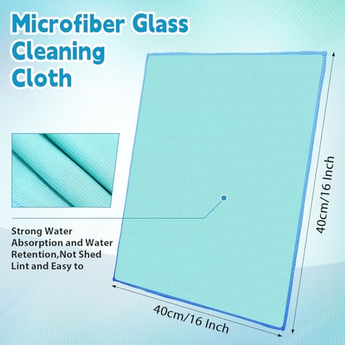 Maxcheck 24 Pack Microfiber Glass Cleaning Cloths, 16" x 16", Green - color: Green