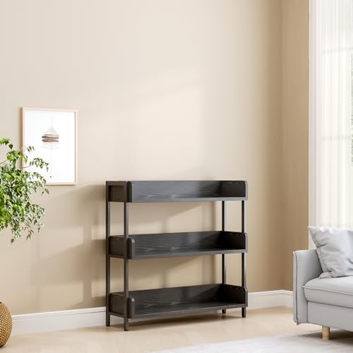 OSCHF Wide Open Shelf Bookcase, 3-Tier, Full Black - color: Black, size: 3-Tier
