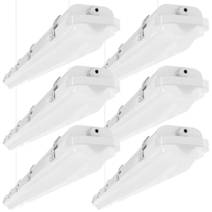 4FT LED Wide Vapor Tight Light, 60W/50W/40W 3CCT IP65 Shop Light 6-Pack - size: 6Pack