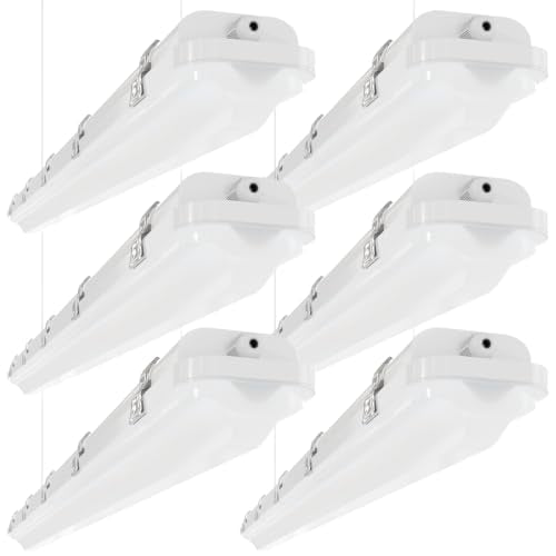 4FT LED Wide Vapor Tight Light, 60W/50W/40W 3CCT IP65 Shop Light 6-Pack - size: 6Pack