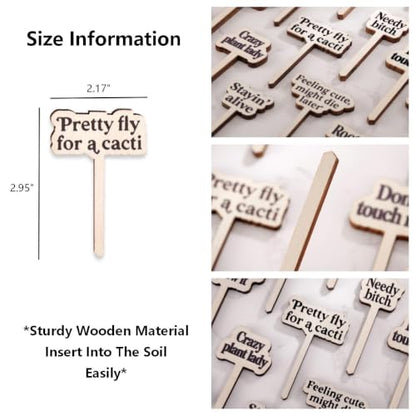 24 Pack Funny Plant Signs Set, Wooden Garden Plants Stakes with Humorous Sayings Gifts for Plant Lovers, Indoor Outdoor Succulents Flower Pots Accessories, Cute Gardening Plants Labels Decor