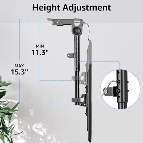 MOUNTUP Flip Down Ceiling TV Mount for Most 13-40" TVs, Full Motion TV Bracket with Height Adjustment, 360° Swivel & Rotate, Fits Flat & Slanted Ceilings, Max VESA 200x200mm Holds up to 22 lbs - size: Height 15.3'', Folding