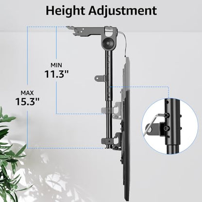 MOUNTUP Flip Down Ceiling TV Mount for Most 13-40" TVs, Full Motion TV Bracket with Height Adjustment, 360° Swivel & Rotate, Fits Flat & Slanted Ceilings, Max VESA 200x200mm Holds up to 22 lbs - size: Height 15.3'', Folding