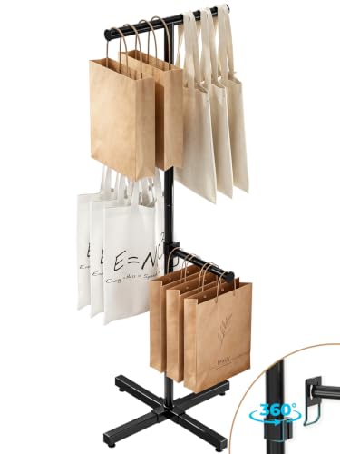 Shopping Bag Rack, 50–57" Adjustable Height Black Bag Rack Stand - color: Black