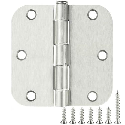 TDCHINGES Rounded Door Hinges Brushed Nickel 3.5 Inch 5/8" Radius 12 Pack - color: Satin Nickel-Rounded, size: 12 Pack-no squeak