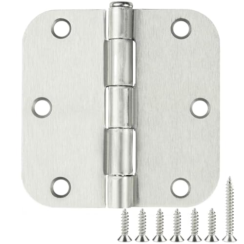 TDCHINGES Rounded Brushed Nickel Door Hinges 3.5 Inch 5/8"No Squeak 30 Pack - color: Satin Nickel-Rounded, size: 30 Pack-no squeak