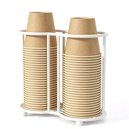 2 Row White Cup Dispenser for Bathroom Metal Mouthwash Cup Holder - color: White, size: 2 ROW