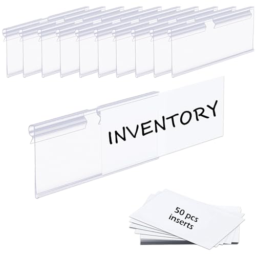 50PCS Basket Bin Labels Clip On,ChanQnTon Clear Plastic Label Holders for Storage Bins, Wire Shelf Price Tags,Merchandise Display Signs,50PCS 8X4CM Paper Inserts Included.(Size:3.15x1.57inch/8x4cm) - size: 8x4.2cm/3.15×1.65 inches