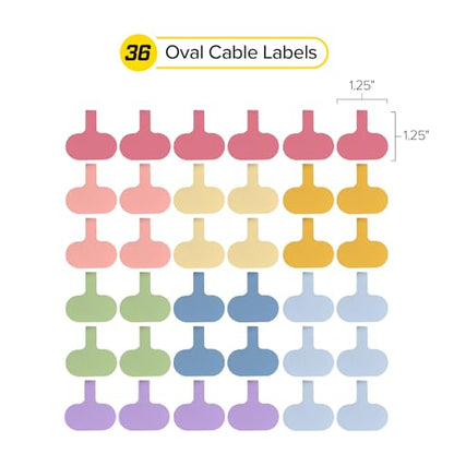 Wrap-It Storage Cable Labels - Oval, Macaron (36 Pack) - color: Macaron, size: Oval
