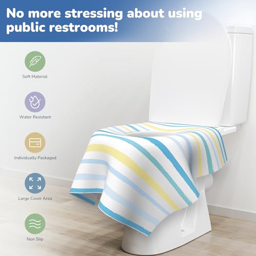 Toilet Seat Covers Disposable, Large Waterproof Potty Covers for Toddlers, Kids, and Adults, Toddler Potty Training for Public Restroom, Airplane, Trip, Individually Wrapped for Travel (Wave) - color: Wave