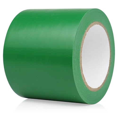 BOMEI PACK Floor Marking Tape 4 Inch x 108FT Green Warning Safety Stripe Tape for Walls, Floors, Pipes, Warterproof Caution Tape Ideal for Marking Hazardous Areas, Equipment - color: Green