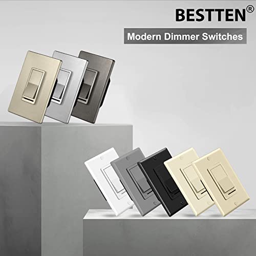 BESTTEN 5PK Matte Champagne Gold Dimmer Light Switch, Single Pole or 3-Way - color: Champagne Gold