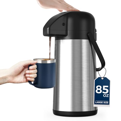 Coffee Carafe for Keeping Hot, 85OZ Airpot Coffee Dispenser with Pump - color: Stainless Steel, size: 85 Ounces