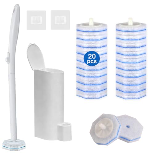 Disposable Toilet Bowl Brush and Holder with 20 Refills & Wand for Clorox - size: Starter Kit+20 Refill Heads