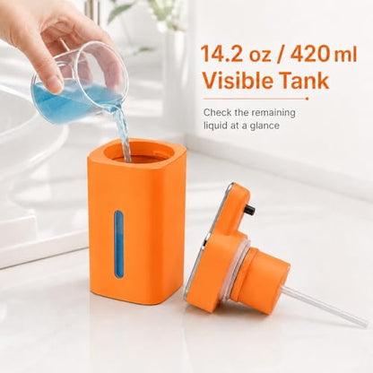 Automatic Liquid Soap Dispenser Touchless, USB Rechargeable (Orange) - color: Orange