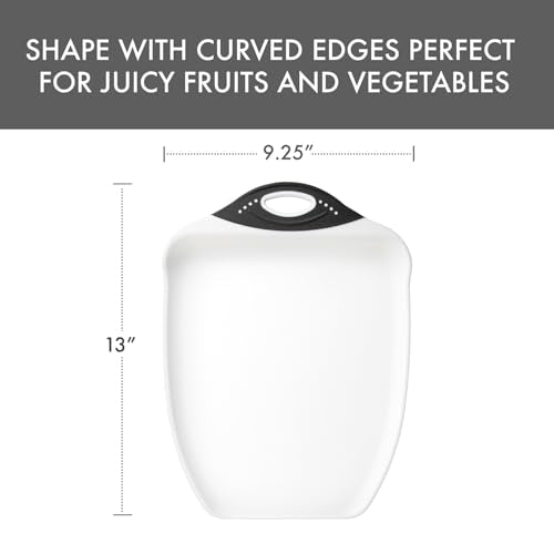 Dexas Chop & Scoop Cutting Board, 9.5 x 13 Inch, White and Black, BPA-Free Dishwasher Safe Kitchen Prep Board with Handle - color: White, size: 13"L x 9.5"W