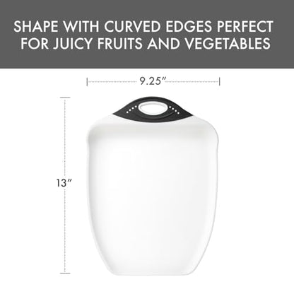 Dexas Chop & Scoop Cutting Board, 9.5 x 13 Inch, White and Black, BPA-Free Dishwasher Safe Kitchen Prep Board with Handle - color: White, size: 13"L x 9.5"W