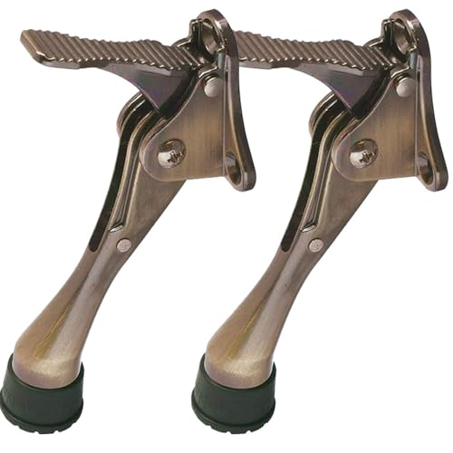 HA SHI 2 Stoppers Kickdown Door Stop for Bottom of Door, 4 in, Bronze - color: Antique Bronze, size: 4 INCH X 2 PACK