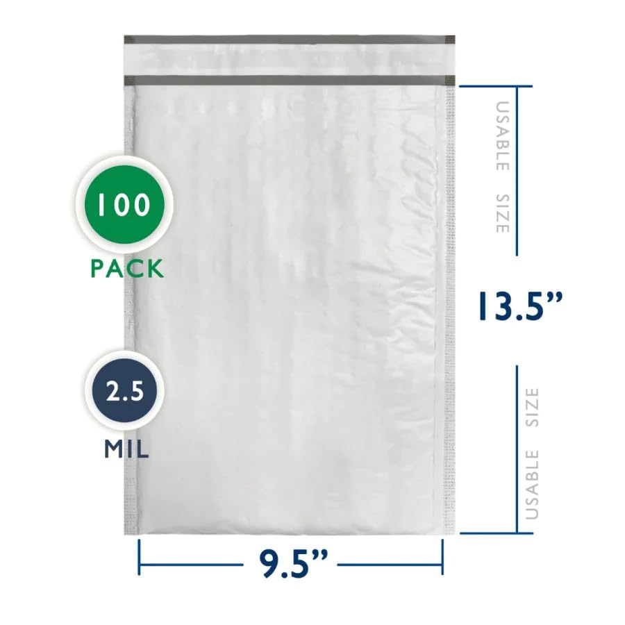 100 PC #4 9.5x14.5" Inches 100 Pack Inches Poly Bubble Mailers Shipping Padded Envelopes Self Seal Waterproof Cushion Envelopes - size: 9.5x14.5" 100PC