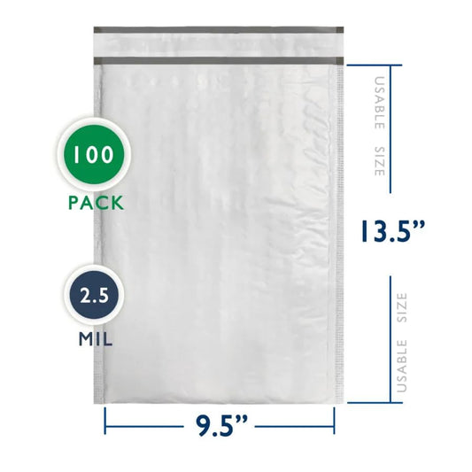 100 PC #4 9.5x14.5" Inches 100 Pack Inches Poly Bubble Mailers Shipping Padded Envelopes Self Seal Waterproof Cushion Envelopes - size: 9.5x14.5" 100PC