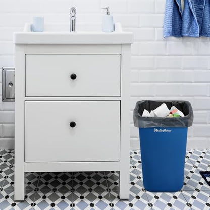 PLASTIC PRINCE 28 Quart Trash Can, Black and Blue Plastic Rectangular 7 Gallon Wastebasket for Kitchen Bathroom Office, 28 qt Garbage Can Fits Under Desk Cabinet Sink, Set of 2 - color: Black and Blue