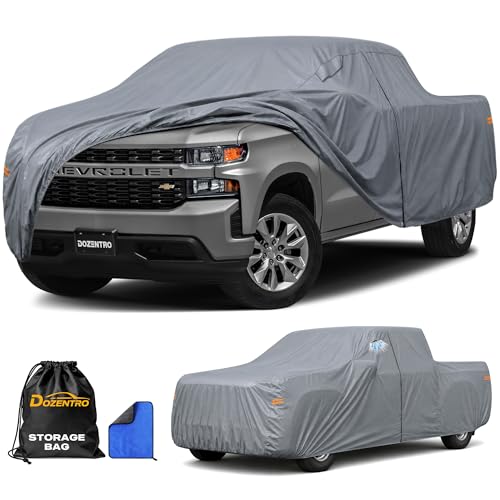 Silverado 1500 Truck Cover Custom Fit 2019-2026 Regular/Double Cab Short/Long Bed(6.5'-8') With Door Zipper, 10 Layers Outdoor Heavy Pickup Truck Cover Waterproof All Weather, Wind Dust Sun Protector. - size: Custom Fit Silverado 1500 Regular/Double Cab S