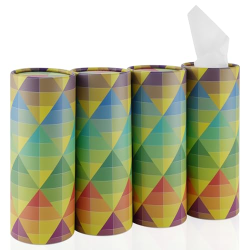 SINGARO Car Tissue Holder, 4 Pack Car Cup Holder Facial Tissues with Travel Tissue Bag, Quick and Convenient Flower Combination Car Tissue Box(4 Canisters/200 Tissues) Yellow - Green - color: Yellow-Green