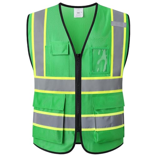 Hi Vis Reflective Safety Vest for Men Women,EK175,Green,M - color: Green, size: Medium