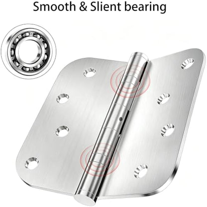Ball Bearing Door Hinges, 4x4 Inch Stainless Steel Brushed Nickel, 3 Pack - color: 3 Pack Stainless Steels, size: 4 inch - 3 pack