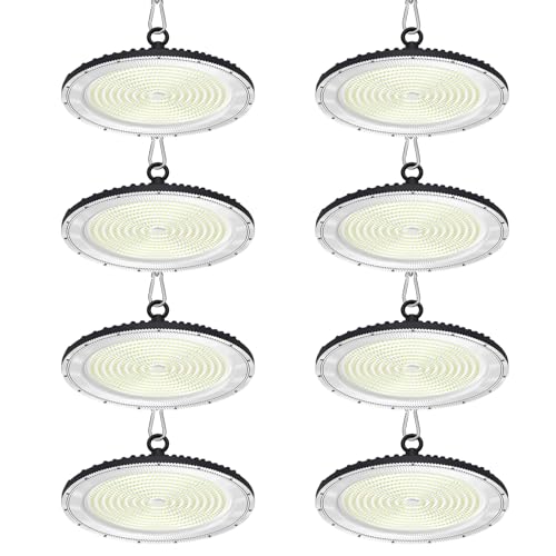 UFO LED High Bay Light:500W 50000LM LED Shop Light 6000-6500K Bay Lighting IP65 Waterproof for Barn/Garage/Commercial Warehouse(8 Pack) - color: 8 Pack, size: 500W