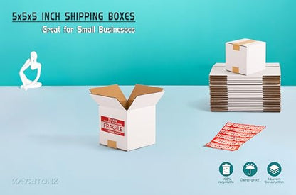 5x5x5 inch Small Shipping Boxes, 5 x 5 White Box, 15 Pack - size: 5x5x5-inch 15-Pack