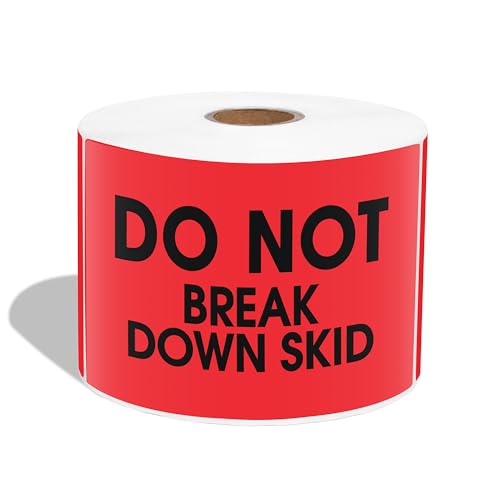3" X 5" Do Not Break Down Skid Shipping Stickers (500 Labels, 1 Roll) - color: Red (Do Not Break Down Skid)