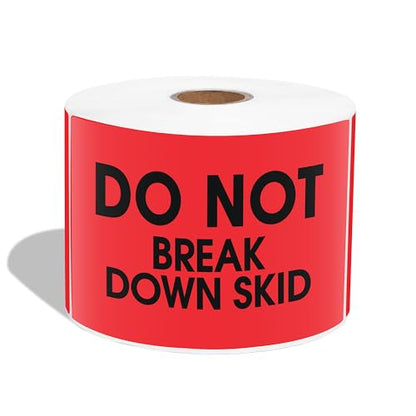 3" X 5" Do Not Break Down Skid Shipping Stickers (500 Labels, 1 Roll) - color: Red (Do Not Break Down Skid)