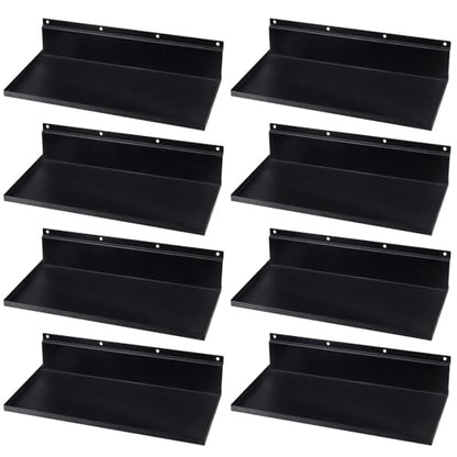 8 Pack 17×8 Inch Metal Slatwall Shelves, Black - style: 8 Pack Black
