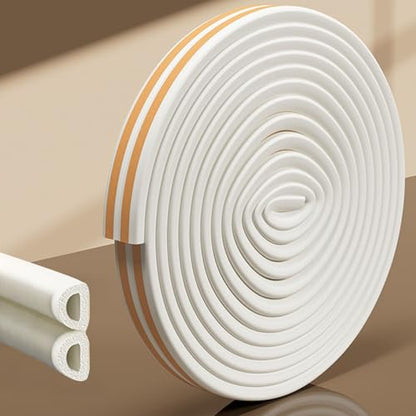 Weather Stripping Door Seal Strip,32.8 FT D Shaped Weatherstripping - color: White, size: S (3/8"W × 1/4“T)