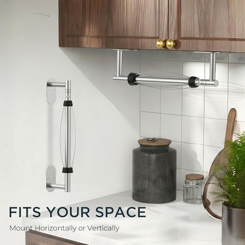 FORIOUS Paper Towel Holder Under Cabinet, One Hand Tear,Silver - color: Stainless Steel