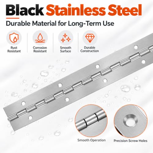 4 Pack 16 Inch Silver Piano Hinges 1.2 Inch Wide Stainless Steel Hinges - color: Silver, size: 16INCH-4PCS