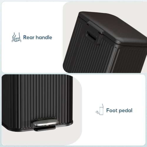 Arlopu Kitchen Trash can, Stainless Steel Garbage Can, 13 Gal Garbage Bin - color: Black