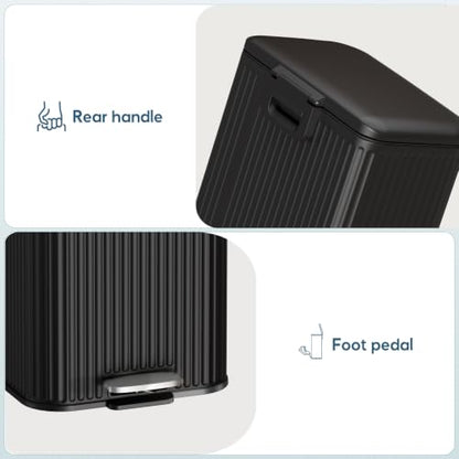 Arlopu Kitchen Trash can, Stainless Steel Garbage Can, 13 Gal Garbage Bin - color: Black