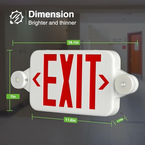 FREELICHT 6 Pack Red LED Exit Signs with Emergency Lights - color: Red