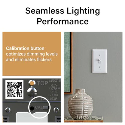Legrand 150W Toggle LED Dimmer Light Switch Flicker-Free White 3-Pack