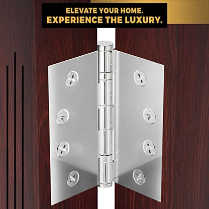 Solid Brass Chrome Door Hinge Heavy Duty Ball Bearing Shiny Silver 4x4 Inch - Set of 24 Hinges (Polished Chrome) - color: Polished Chrome