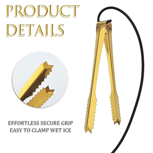 6 Pcs Ice Tongs Stainless Steel 6 Inch with Serrated Teeth Durable Serving Metal Tongs for Kitchen, BBQ, Buffet & Party Secure Grip Mini Tongs for Ice Cubes, Sugar, Salad，Appetizers - color: gilded
