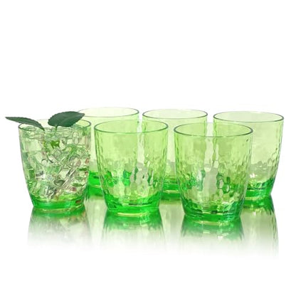 15-Ounce Plastic Tumblers (Set of 6), Reusable Plastic Mugs, BPA-Free Acrylic to Drink Mugs, Shatter Resistant, Textured Interior, Dishwasher Safe (Green, 15 Ounce) - color: Green, size: 15 Ounce
