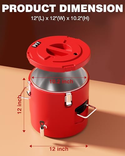 PYY Insulated Beverage Dispenser - 4 Gallon Stainless Steel Coffee Carrier with Spigot Handle, Commercial Thermal Container for Chocolate Iced Juice Tea, Milk Hot and Cold Drink - size: 4 Gallon