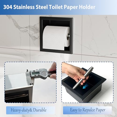 Neodrain Matte Black Recessed in Wall Toilet Paper Holder - color: Matte Black, size: 6X6In